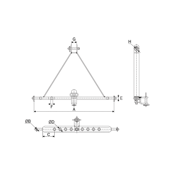 Cross bar with bridge 70x20 Φ28