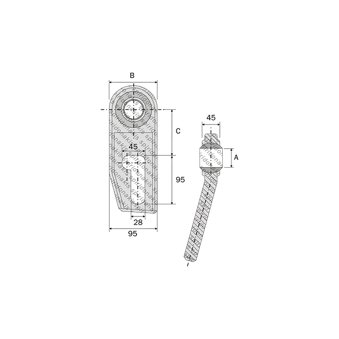 Ball Joint Terminal for Lower-Links ΦΑ28,4 ΦΒ76 ΦΓ85