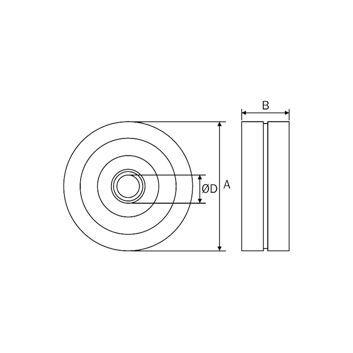 Metallic Wheel 190x90x2mm with Plastic Hub Φ20