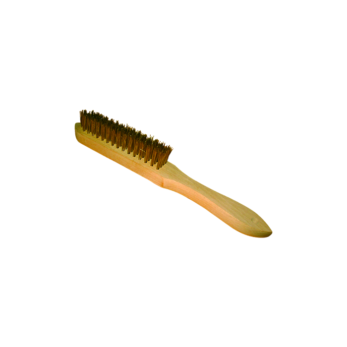 Brass-plated Steel Wire Brush with Wooden Handle