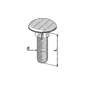 Carriage Bolt DIN 603 4.8 M05x25 with Nut Zinc Plated