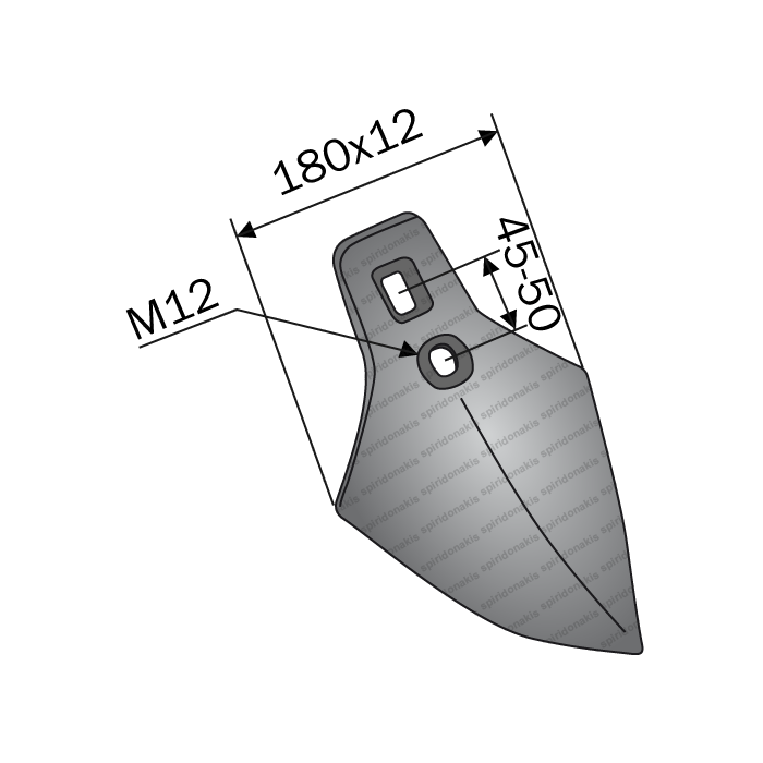 Heart Point (Chalkidiki Type) 180x12/45-50/M12