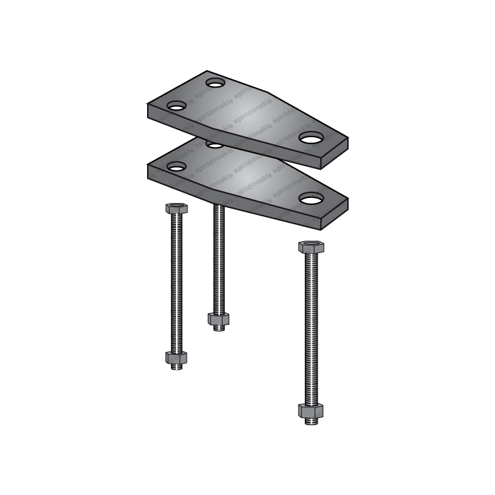 Complete Clamp Chisel (2 Plates+Bolts) for Tine Tube 100x100