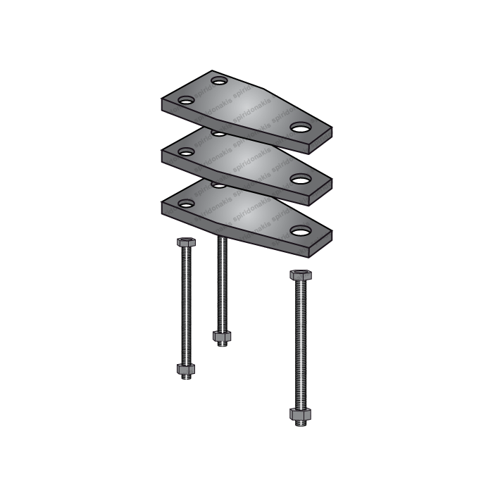 Complete Clamp Chisel (3 Plates+Bolts) for Tine Tube 100x100