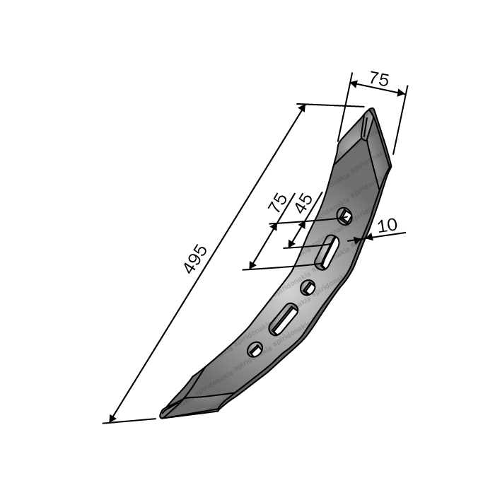 Twisted Cultivator Point 75x10x495 Left