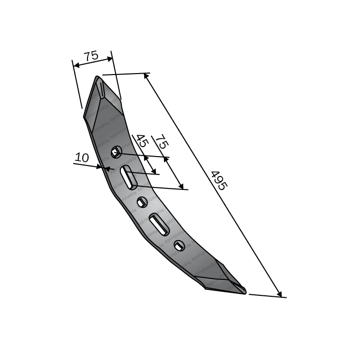 Νύχι Riper Ελικοειδές 75x10x495 Δεξιό