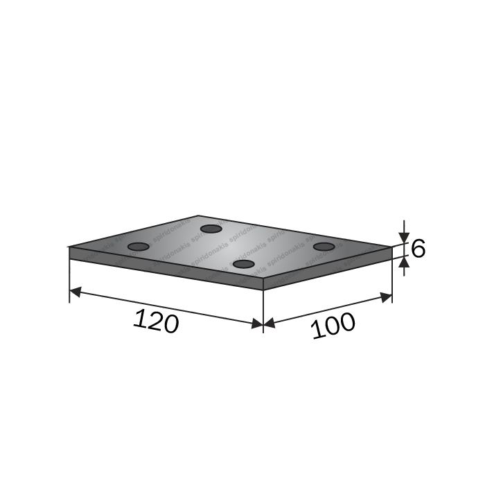 Clamp Plate Straight 20x20 for Tine Tube 70x70