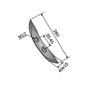 Cultivator Reversible Point 25x25 (40x15x280/35-45/M12) BPT