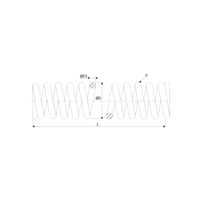 Ελατήριο χωρίς Γάντζτους Ø11 D52 L290mm