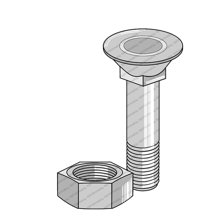 Countersunk Square Bolt DIN 608 12x60 + Nut