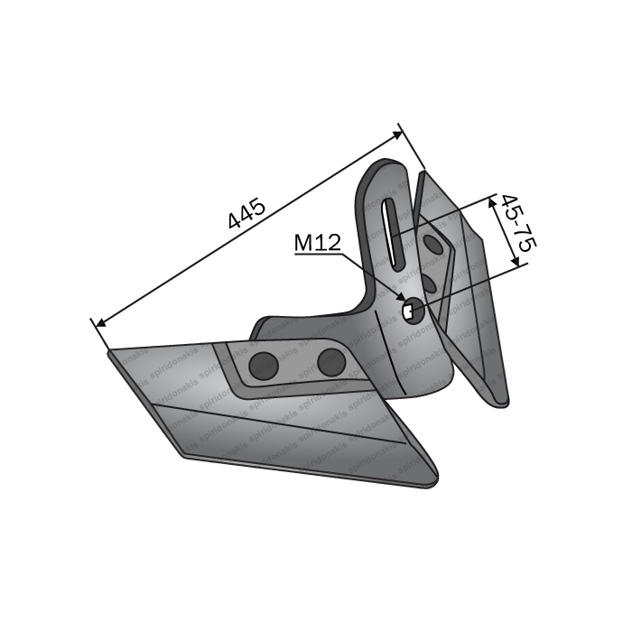 Stubble Cultivator Sweep with Removable Flaps Large L.445 BPT