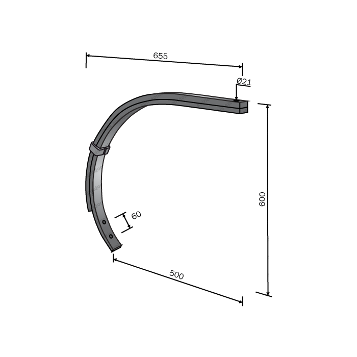 Ελατήριο Καλλιεργητή Chisel 55x20+20 χωρίς Νύχι Bianchi