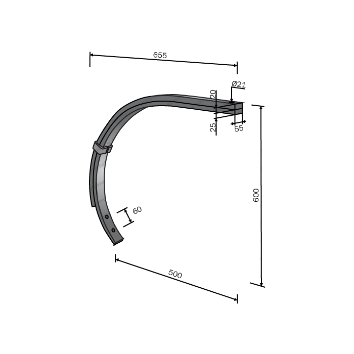 Ελατήριο Καλλιεργητή Chisel 55x25+20 χωρίς Νύχι Bianchi