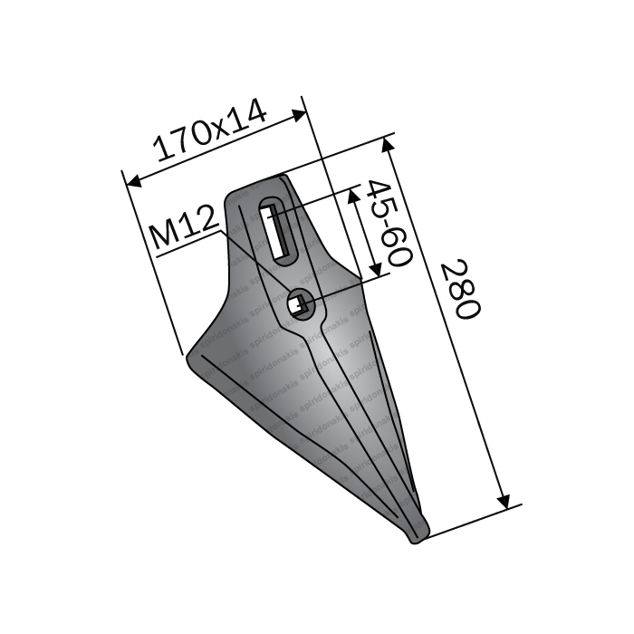 Καρδιά μεγάλη 170x14/45-70/M12 BPT