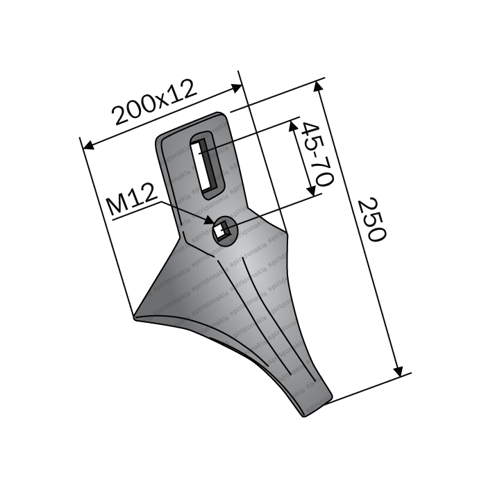 Καρδιά μεγάλη 200x14/45-70/M12