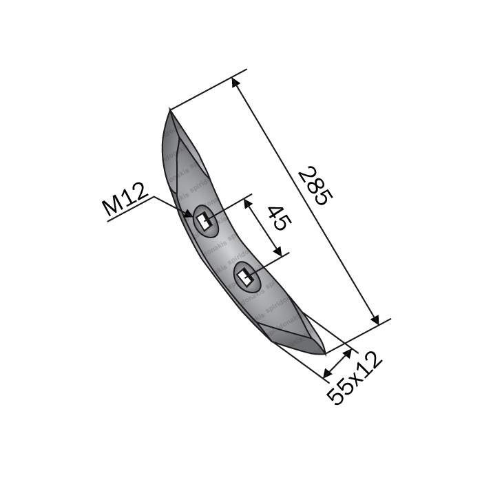 Reversible Point for Tine Tube 30x30 AGT