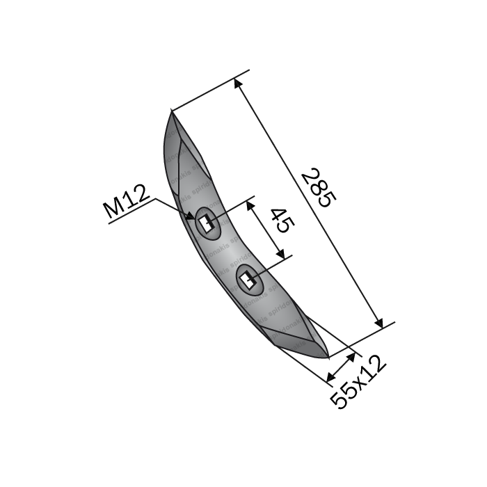 Cultivator Reversible Point Tine Tube 30x30 AGT