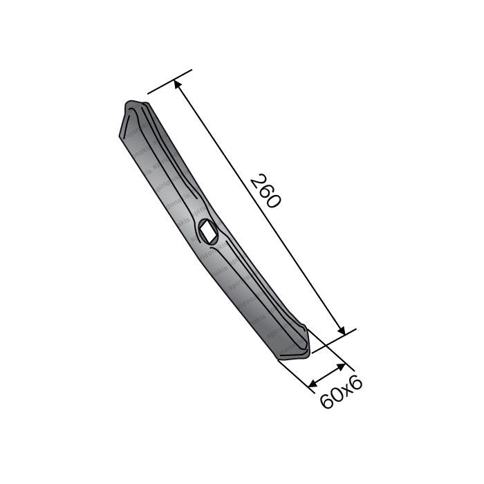 Cultivator Reversible Point for S-Tine 45x12 60x6x260 Bianchi