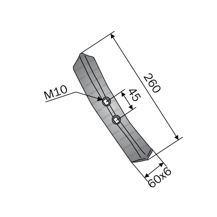 Νύχι Ελατηρίου Καλλιεργητή 45x12 60x6x260/45 M10 Bianchi