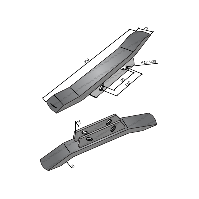 Νύχι Riper Maschio 70x20x460 για Σταβάρι 30mm