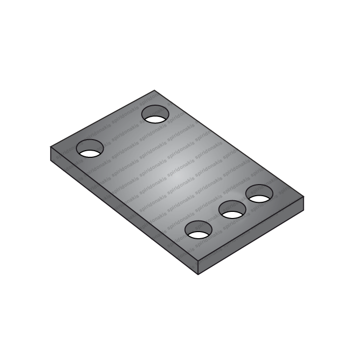 Chisel clamp plate staight 120x150x15 for tine tube 80x80