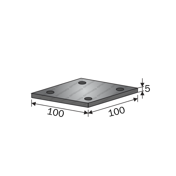 Clamp Plate Straight for Tine Tube 80x80