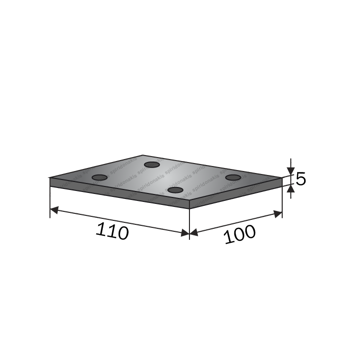 Clamp Plate Straight 20x20 for Tine Tube 60x60