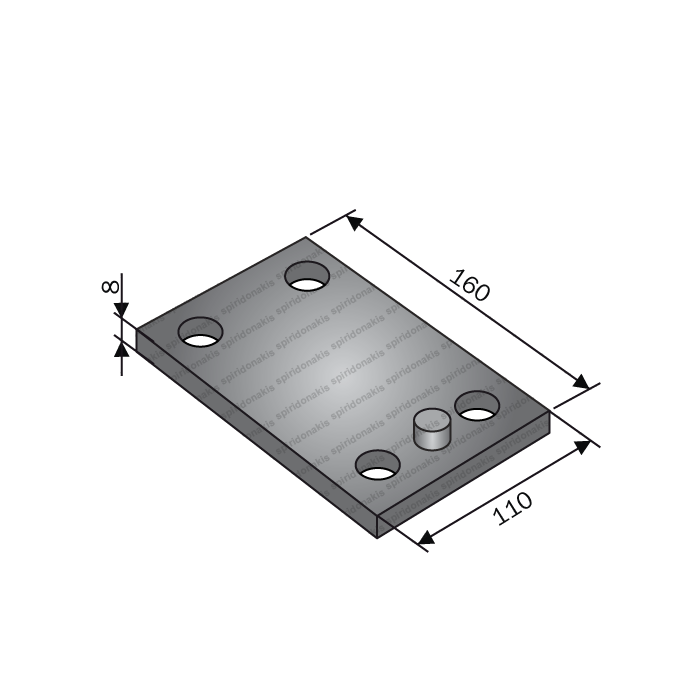 Clamp Plate Striaght 40x40 for Tine Tube 100x100