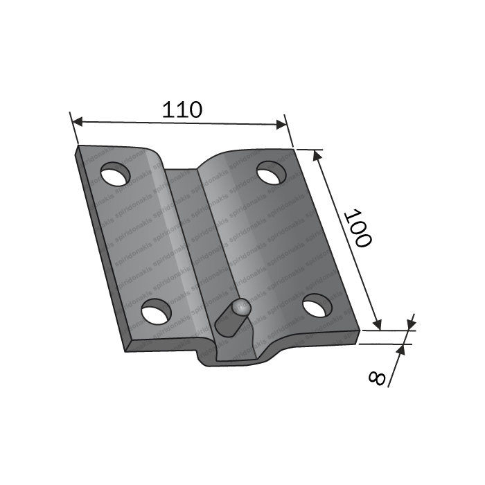 Clamp Plate Curved 20x20 for Tine Tube 60x60