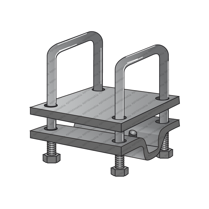 Clamp Complete Tine Tube 60x60 Two Plates M14