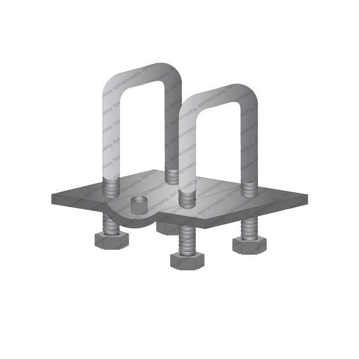 Complete Clamp 25x25 for Tine Tube 80x80