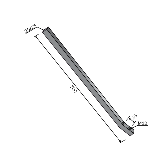 Rigid Tine for Wheel Spring 25x25 KK45/M12 Bianchi