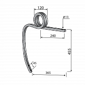 Cultivator Double Coil Tine 25x25 Without Point Right Bianchi