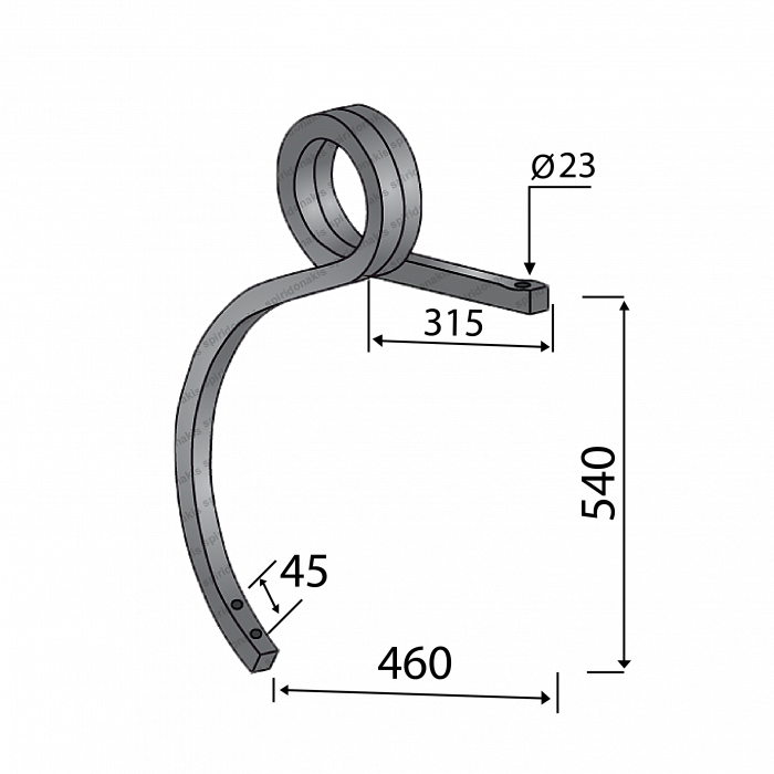 Cultivator Double Coil tine 32x32 Without Point Right Biachi
