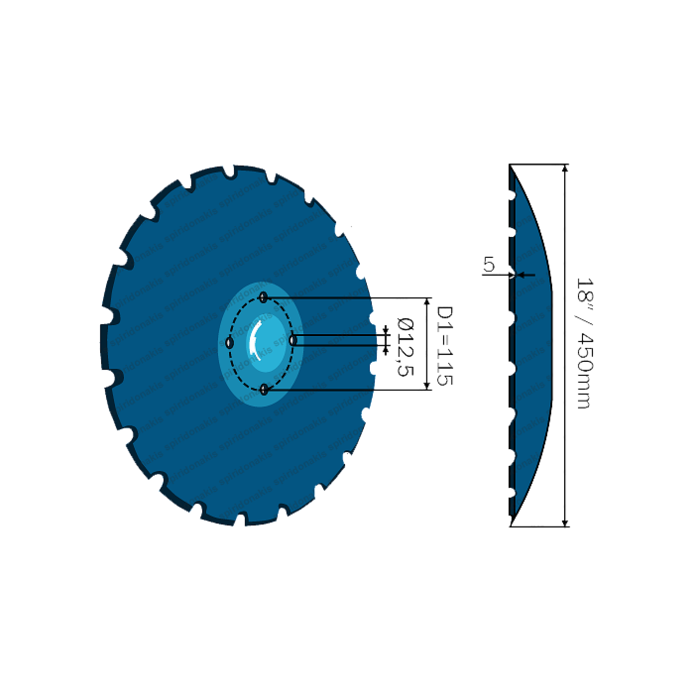 Terradisc Discs : 466947 Terradisc Notched Disc 450x5 (4Holes)