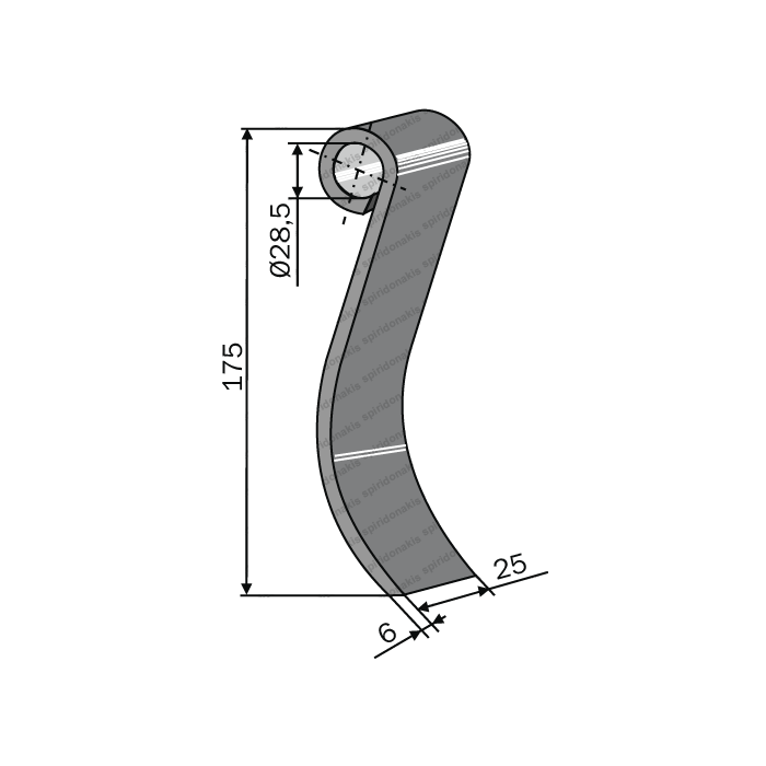 Mulcher Spoon 25x6 175mm Berti