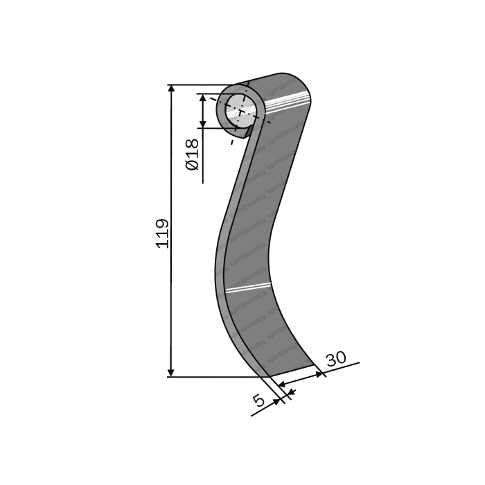 Mulcher Spoon 30x5 119mm Kverneland