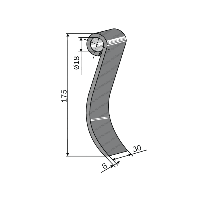 Mulcher Spoon 30x8 175mm Maschio