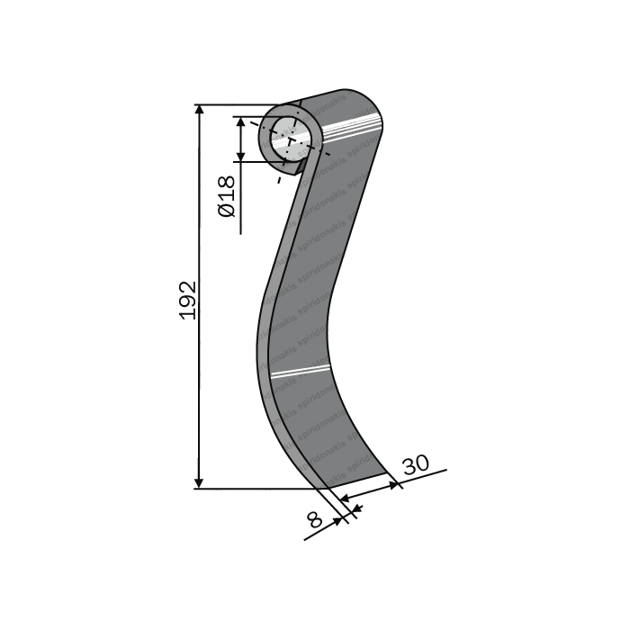 Mulcher Spoon 30x8 192mm Kverneland