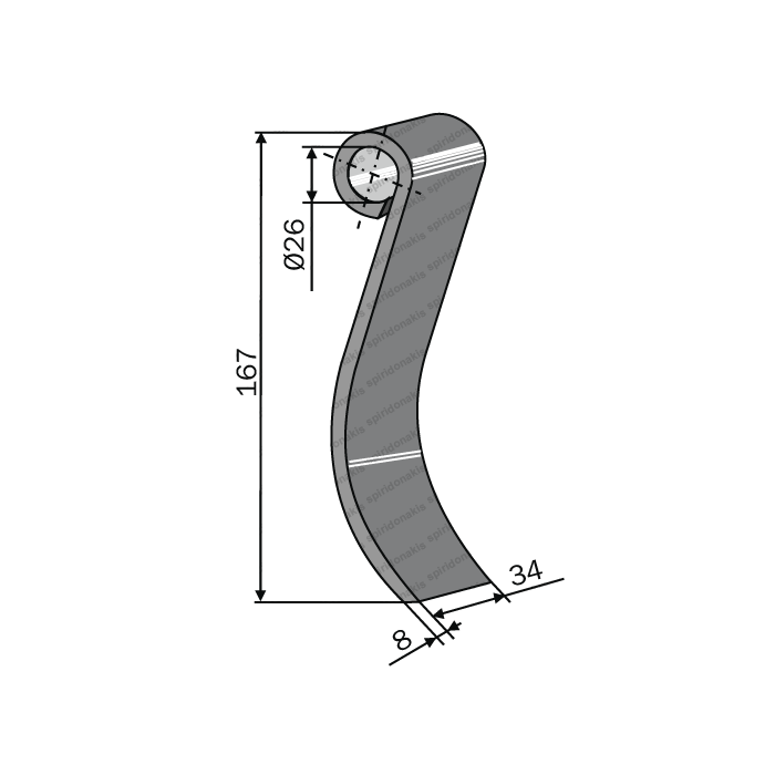 Mulcher Spoon 34x8 167mm Nobili