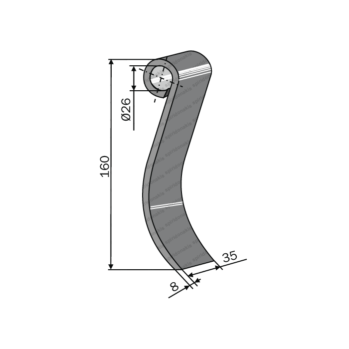 Mulcher Spoon 35x8 160mm Falc