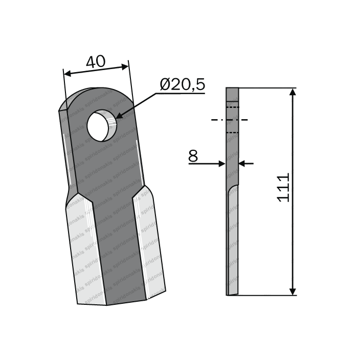 Mulcher Blade straight 40x8 Agrimaster