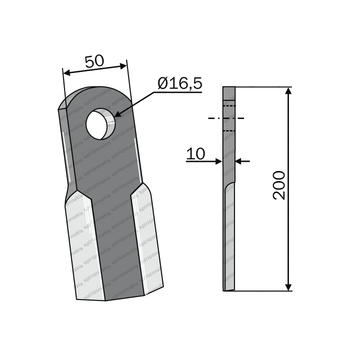 Mulcher Blade Straight 50x10 Berfor