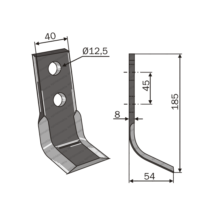 Mulcher Blade Curved Bruni 