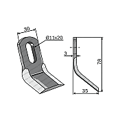 Mulcher Blade Curved 30x3 78mm 11x20