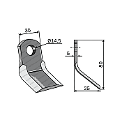 Mulcher Blade Curved 35x5 80mm 14,5mm