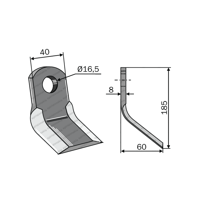 Mulcher Blade Curved 40x8 Kuhn 