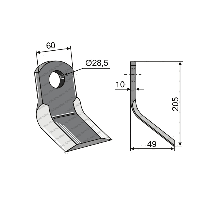 Mulcher Blade Curved 60x10 Berti