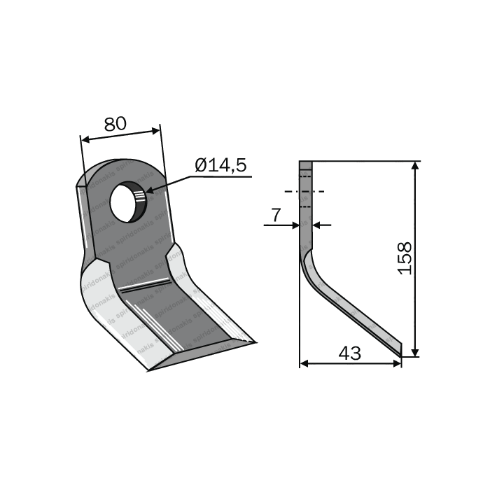 Mulcher Blade Curved 80x7 Nobili