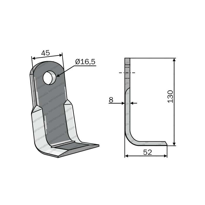 Mulcher Blade Corner 45x8